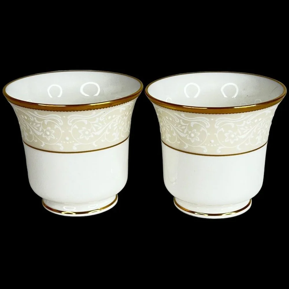 Noritake White Palace Footed Cup And Saucer Set of 2 Bone China NEW‎ With Tags